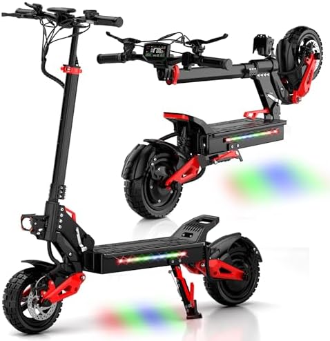 Electric Scooter Adults  34 MPH w/ 40 Mile Range  48V 18/21AH  1200W/1600W Peak Motor  11 Off Road Puncture Resistant Inflatable Tire  Folding E Scooter with Seat  Double Suspension & Braking Systems