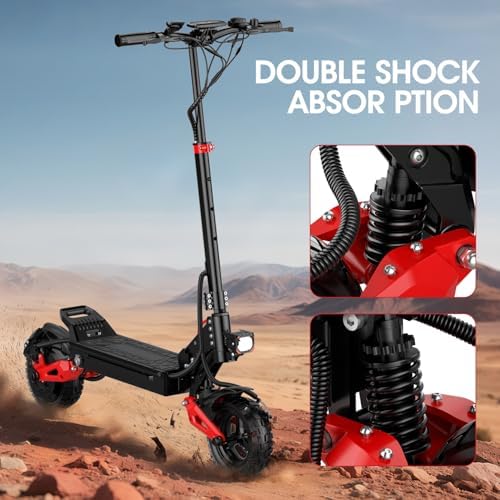 Electric Scooter Adults  34 MPH w/ 40 Mile Range  48V 18/21AH  1200W/1600W Peak Motor  11 Off Road Puncture Resistant Inflatable Tire  Folding E Scooter with Seat  Double Suspension & Braking Systems