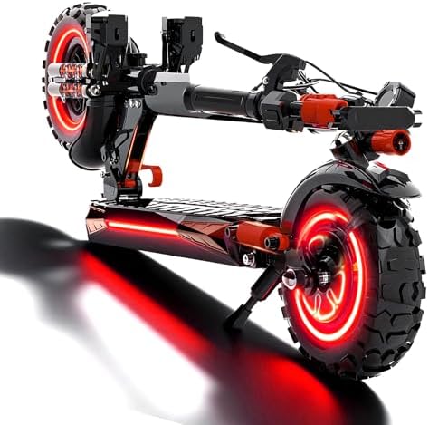 Electric Scooter Adults  1200 1600W Motor  Up to 31/34 MPH Top Speed & 37 Miles Long Range  48V 18/21AH Big Battery  11 Off Road Tire Folding E Scooter with Seat  Double Suspension & Braking Systems