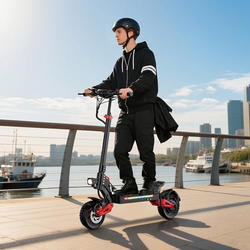 Electric Scooter Adults  1200 1600W Motor  Up to 31/34 MPH Top Speed & 37 Miles Long Range  48V 18/21AH Big Battery  11 Off Road Tire Folding E Scooter with Seat  Double Suspension & Braking Systems