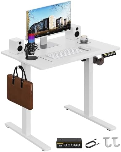 Electric Standing Desk 48x24 Inches Adjustable Height Stand up Desk  Sit Stand Home Office Desk with Splice Board  3 Preset Heights Equipped with Hooks Ergonomic Computer Workstation Brown