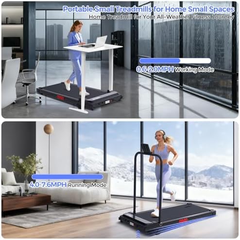 Electric Treadmills for Home with Incline  Walking Pad Treadmill with Handle Bar  0 6 7 6MPH Portable Small Treadmills with Handles for Home Small Spaces  3 0HP Walking Pad with Incline and 350LBS