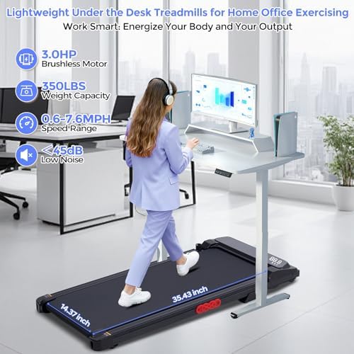 Electric Treadmills for Home with Incline  Walking Pad Treadmill with Handle Bar  0 6 7 6MPH Portable Small Treadmills with Handles for Home Small Spaces  3 0HP Walking Pad with Incline and 350LBS