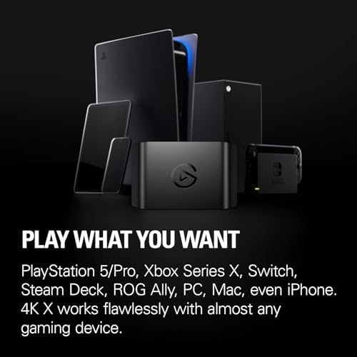 Elgato 4K X   Capture Up to 4K144 with Ultra Low Latency on PS5 Pro  Xbox Series X S  Nintendo Switch 2  OBS and More  HDMI 2 1  VRR  HDR10  USB 3 2 Gen 2  for Streaming & Recording  PC Mac iPad