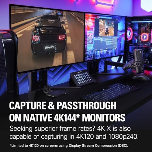Elgato 4K X   Capture Up to 4K144 with Ultra Low Latency on PS5 Pro  Xbox Series X S  Nintendo Switch 2  OBS and More  HDMI 2 1  VRR  HDR10  USB 3 2 Gen 2  for Streaming & Recording  PC Mac iPad