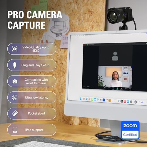Elgato Cam Link 4K   External Capture Card for DSLR & Camcorder  ActionCam as Webcam  Meet/Stream/Record in 1080p60 or 4K30/4K60  Easy Connect for OBS/Zoom/Discord   HDMI to USB 3 0  PC/Mac/iPad