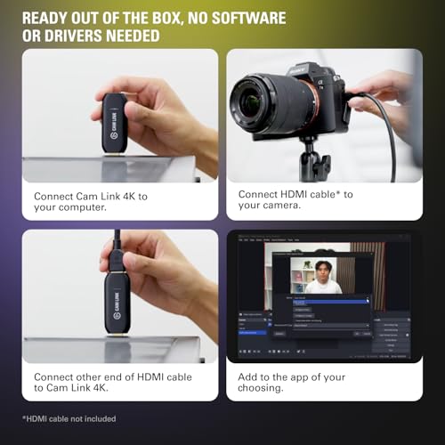 Elgato Cam Link 4K   External Capture Card for DSLR & Camcorder  ActionCam as Webcam  Meet/Stream/Record in 1080p60 or 4K30/4K60  Easy Connect for OBS/Zoom/Discord   HDMI to USB 3 0  PC/Mac/iPad