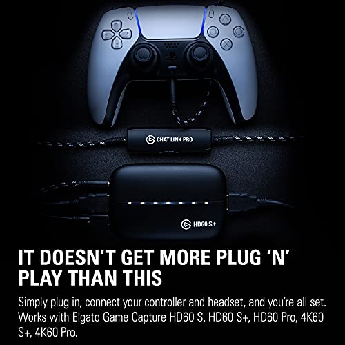 Elgato Chat Link Pro   Audio Adapter  for PS5  PS4  Nintendo Switch  Capture Voice Chat  Gameplay Sound  Extra Long Cable  Black
