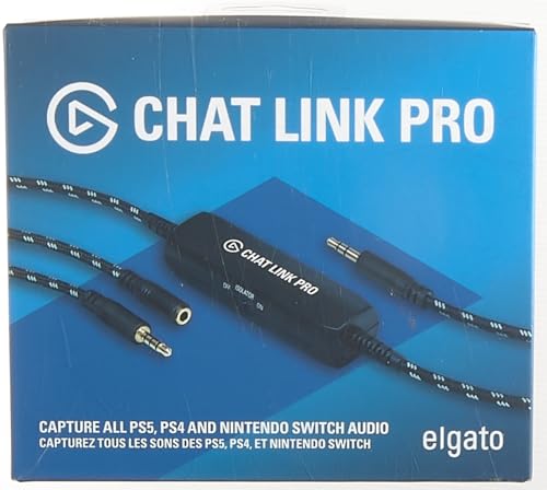 Elgato Chat Link Pro   Audio Adapter  for PS5  PS4  Nintendo Switch  Capture Voice Chat  Gameplay Sound  Extra Long Cable  Black
