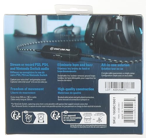 Elgato Chat Link Pro   Audio Adapter  for PS5  PS4  Nintendo Switch  Capture Voice Chat  Gameplay Sound  Extra Long Cable  Black