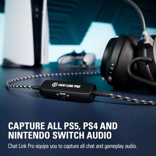 Elgato Chat Link Pro  Audio Adapter  PS5/PS4/Switch/Xbox  3 5mm   Captures Voice Chat & Gameplay Audio in One Line  Plug and Play  Works with Elgato Capture Cards