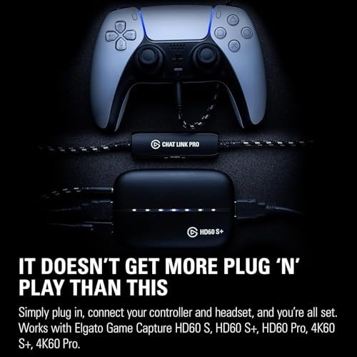 Elgato Chat Link Pro  Audio Adapter  PS5/PS4/Switch/Xbox  3 5mm   Captures Voice Chat & Gameplay Audio in One Line  Plug and Play  Works with Elgato Capture Cards