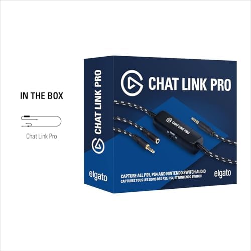 Elgato Chat Link Pro  Audio Adapter  PS5/PS4/Switch/Xbox  3 5mm   Captures Voice Chat & Gameplay Audio in One Line  Plug and Play  Works with Elgato Capture Cards