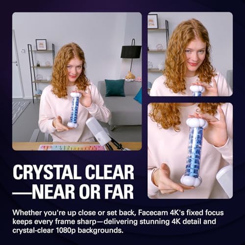 Elgato Facecam 4K   4K60 Studio Webcam  DSLR Like Control  Cinematic Effects  49mm Lens Filters  HDR  Uncompressed Video  Optimized Focus Area   USB C for PC & Mac