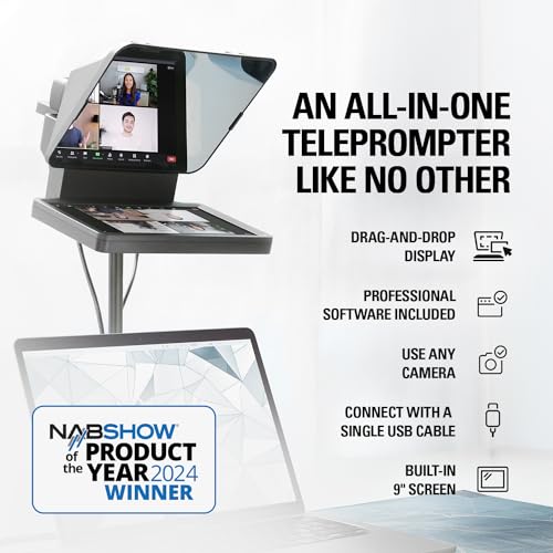 Elgato Prompter Teleprompter with Built in Screen for YouTube Twitch Zoom MS Teams and more Supports DSLR/Webcam/Smartphone Drag & Drop Monitor Display Works with Mac/PC & Stream Deck