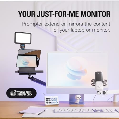Elgato Prompter Teleprompter with Built in Screen for YouTube Twitch Zoom MS Teams and more Supports DSLR/Webcam/Smartphone Drag & Drop Monitor Display Works with Mac/PC & Stream Deck