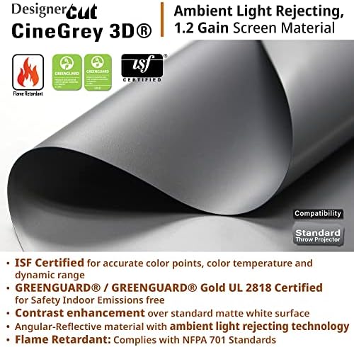 Elite Screens Designer Cut Series  135 inch 16 9  8K / 4K Ultra HD Ambient Light Rejecting DIY Raw Projector Screen Material  True ALR Capable Projection Screen  RM 135H CINEGREY3D
