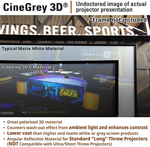 Elite Screens Designer Cut Series  135 inch 16 9  8K / 4K Ultra HD Ambient Light Rejecting DIY Raw Projector Screen Material  True ALR Capable Projection Screen  RM 135H CINEGREY3D