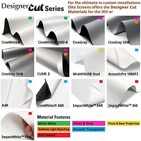Elite Screens Designer Cut Series  135 inch 16 9  8K / 4K Ultra HD Ambient Light Rejecting DIY Raw Projector Screen Material  True ALR Capable Projection Screen  RM 135H CINEGREY3D