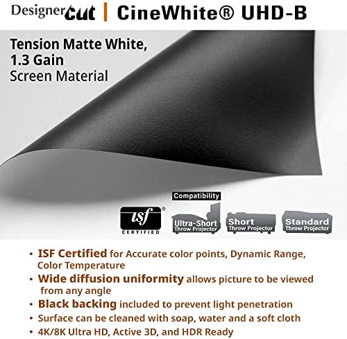 Elite Screens Designer Cut 135 Diag  16 9  8K 4K Ultra HD Matte White DIY Raw Projector Screen Material  Black Backed Projection Screen