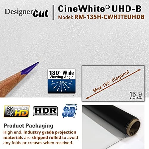 Elite Screens Designer Cut 135 Diag  16 9  8K 4K Ultra HD Matte White DIY Raw Projector Screen Material  Black Backed Projection Screen