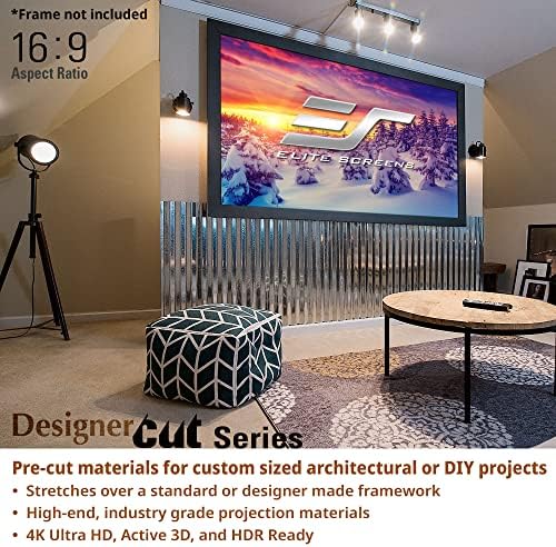 Elite Screens Designer Cut 135 Diag  16 9  8K 4K Ultra HD Matte White DIY Raw Projector Screen Material  Black Backed Projection Screen