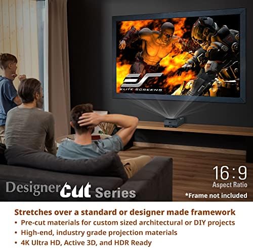 Elite Screens Designer Cut 135 Diag  16 9  8K 4K Ultra HD Matte White DIY Raw Projector Screen Material  Black Backed Projection Screen