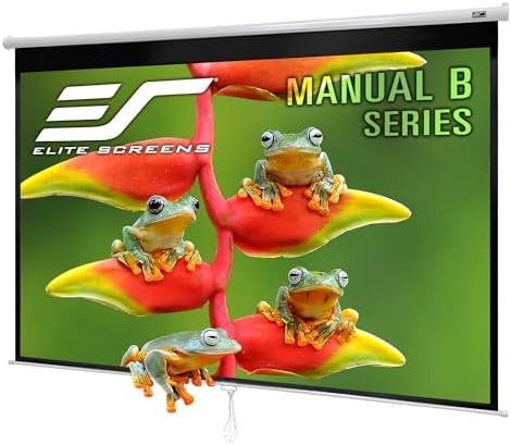 Elite Screens Manual B, 100 pulgadas 16:10, pantalla de proyector manual desplegable 4K / 8K Ultra HDR 3D Ready Mecanismo de bloqueo automático, 2 años de garantía, M100X