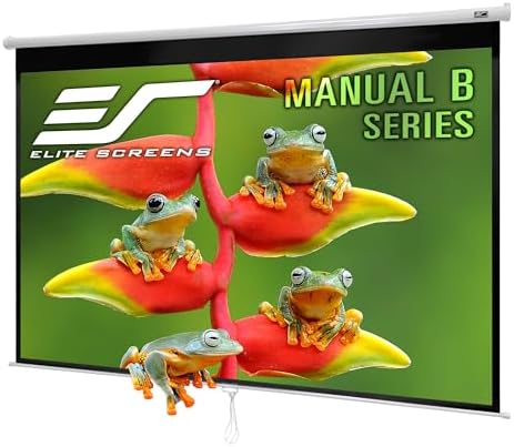 Elite Screens Manual B, 100 pulgadas 16:10, pantalla de proyector manual desplegable 4K / 8K Ultra HDR 3D Ready Mecanismo de bloqueo automático, 2 años de garantía, M100X