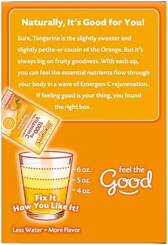 Emergen C 1000mg Vitamin C Immune Support Powder Tangerine 30CT includes Zinc  Manganese  7 B Vitamins and Electrolytes for Back to School Essentials