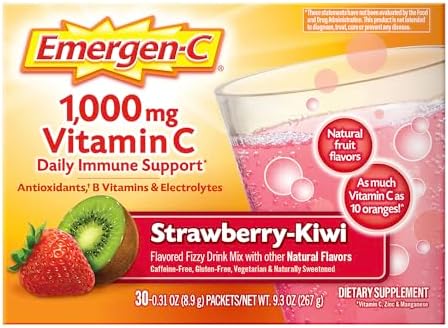 Emergen C 1000mg Vitamin C Immune Support Powder Tangerine 30CT includes Zinc  Manganese  7 B Vitamins and Electrolytes for Back to School Essentials