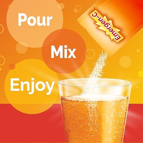 Emergen C 1000mg Vitamin C Powder for Daily Immune Support Caffeine Free Vitamin C Supplements with Zinc and Manganese  B Vitamins and Electrolytes  Super Orange Flavor   30 Count