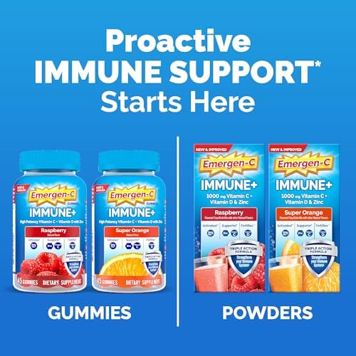 Emergen C Immune  Triple Action Immune Support Powder  BetaVia  R   1000mg Vitamin C  B Vitamins  Vitamin D and Antioxidants  Super Orange  Back to School Essentials   50 Count