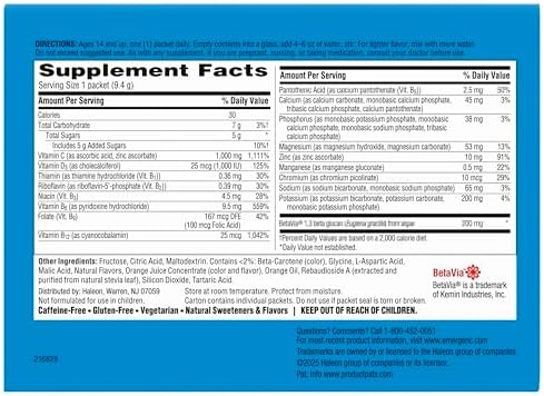 Emergen C Immune  Triple Action Immune Support Powder  BetaVia  R   1000mg Vitamin C  B Vitamins  Vitamin D and Antioxidants  Super Orange  Back to School Essentials   50 Count