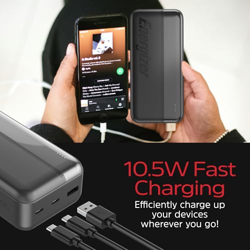 Energizer Portable Charger 30000mAh Power Bank with USB C in and Out Compact External Battery Pack for iPhone 16/15/14/13  Samsung Galaxy S24/S23  Pixel  iPad  Cell Phone and Tablets UE30050C