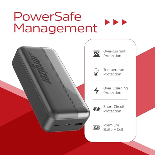 Energizer Portable Charger 30000mAh Power Bank with USB C in and Out Compact External Battery Pack for iPhone 16/15/14/13  Samsung Galaxy S24/S23  Pixel  iPad  Cell Phone and Tablets UE30050C
