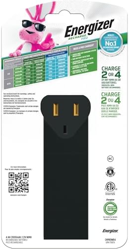 Energizer Recharge Pro Rechargeable AAA and AA Battery Charger With 4 NiMh Rechargeable AA Batteries  Provides a Full Charge in 3 Hours