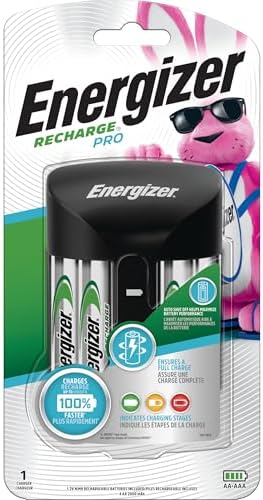 Energizer Recharge Pro Rechargeable AAA and AA Battery Charger With 4 NiMh Rechargeable AA Batteries  Provides a Full Charge in 3 Hours