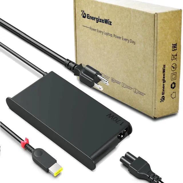 Energizewiz 170W Charger 20V 8 5A for Lenovo Legion Slim 5 Yoga Pro 9i ThinkPad X1 Extreme P16 P16v IdeaPad Pro 5 LOQ 15APH8 6IRH8 15IRX9 15AHP9 ADL1703c3a USB Rectangular Tip