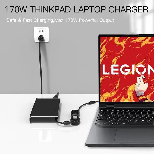 Energizewiz 170W Charger 20V 8 5A for Lenovo Legion Slim 5 Yoga Pro 9i ThinkPad X1 Extreme P16 P16v IdeaPad Pro 5 LOQ 15APH8 6IRH8 15IRX9 15AHP9 ADL1703c3a USB Rectangular Tip