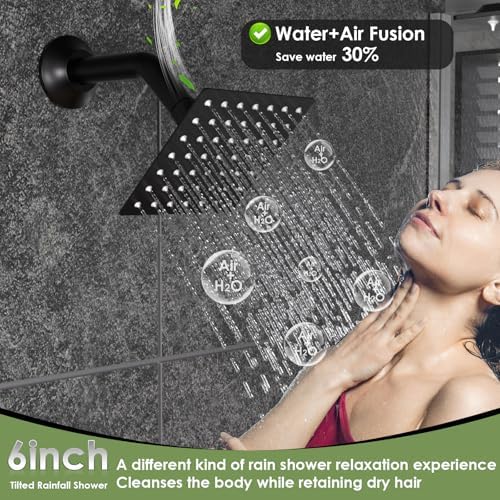 Enga Full Body LED Thermostatic Shower System with Body Jets  20 Inch 3 Function Shower Head  Rainfall & Mist & Waterfall   Luxury Multi Function Rain Shower Faucet Set  Matte Black