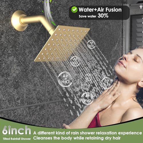 Enga Full Body LED Thermostatic Shower System with Body Jets  20 Inch 3 Function Shower Head  Rainfall & Mist & Waterfall   Luxury Multi Function Rain Shower Faucet Set  Matte Black