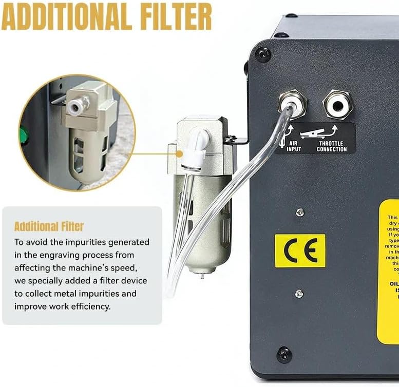 Engraving Machine for Metal  Pneumatic Jewelry Engraver 400 8000 RPM Adjustable Speed  Dual Head Metal Engraver Tool for Jewelry Making & Metal Processing   GEMKIT HH G01