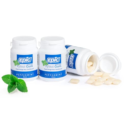 Epic 100  Xylitol Peppermint Chewing Gum   Sugar Free  Aspartame Free Dental Gum   Supports Oral Health & Fresh Breath   50 Pieces  Pack of 3 