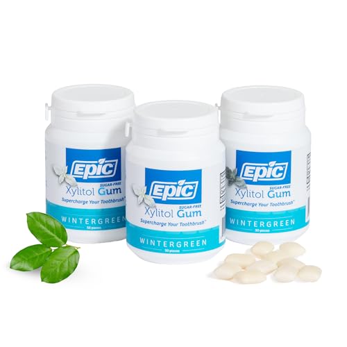 Epic 100  Xylitol Peppermint Chewing Gum   Sugar Free  Aspartame Free Dental Gum   Supports Oral Health & Fresh Breath   50 Pieces  Pack of 3 