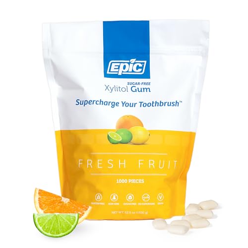Epic 100  Xylitol Peppermint Chewing Gum   Sugar Free  Aspartame Free Dental Gum   Supports Oral Health & Fresh Breath   50 Pieces  Pack of 3 