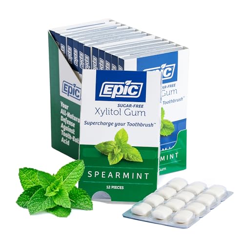 Epic 100  Xylitol Peppermint Chewing Gum   Sugar Free  Aspartame Free Dental Gum   Supports Oral Health & Fresh Breath   50 Pieces  Pack of 3 