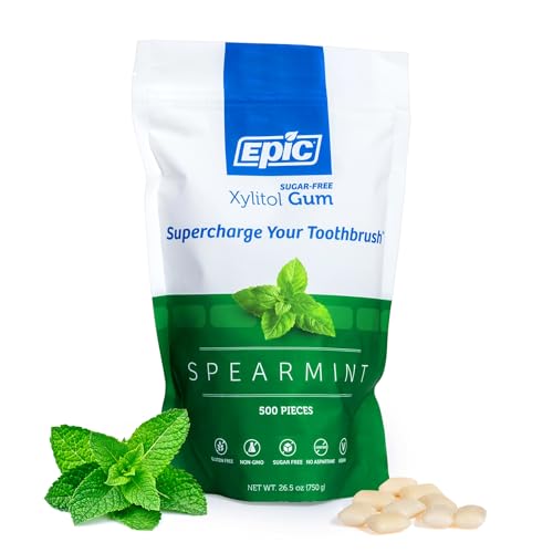 Epic 100  Xylitol Peppermint Chewing Gum   Sugar Free  Aspartame Free Dental Gum   Supports Oral Health & Fresh Breath   50 Pieces  Pack of 3 