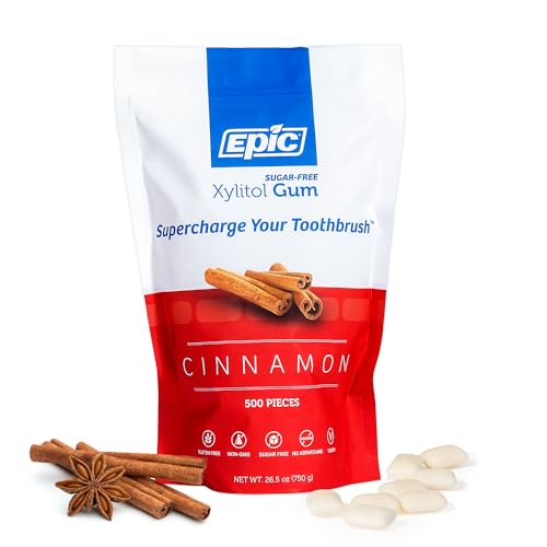 Epic 100  Xylitol Peppermint Chewing Gum   Sugar Free  Aspartame Free Dental Gum   Supports Oral Health & Fresh Breath   50 Pieces  Pack of 3 