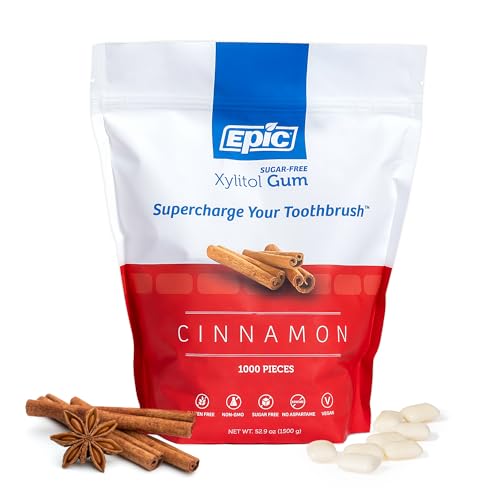 Epic 100  Xylitol Peppermint Chewing Gum   Sugar Free  Aspartame Free Dental Gum   Supports Oral Health & Fresh Breath   50 Pieces  Pack of 3 